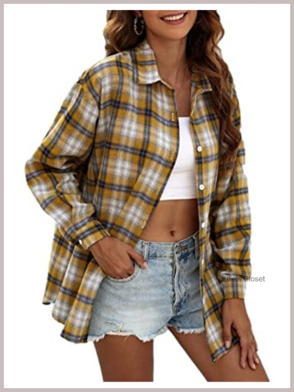 Oversized Flannel Buffalo Plaid Long Sleeve Button Down Shirt for Women Fall